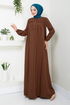 The Front Half Pat Buttoned Up Dress 2020BGS895 Taba - Thumbnail