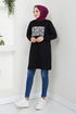 The Front Printed Tunic 789OZR1047-M Black - Thumbnail