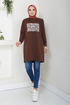 The Front Printed Tunic 789OZR1047-M Coffee - Thumbnail