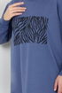 The Front Printed Tunic 789OZR1047-M Indigo - Thumbnail