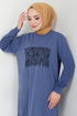 The Front Printed Tunic 789OZR1047-M Indigo - Thumbnail