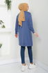 The Front Printed Tunic 789OZR1047-M Indigo - Thumbnail