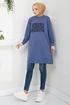 The Front Printed Tunic 789OZR1047-M Indigo - Thumbnail