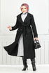 The Headline Buttoned Up Stamp Coat 7021TRT1045-M Black - Thumbnail