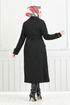 The Headline Buttoned Up Stamp Coat 7021TRT1045-M Black - Thumbnail