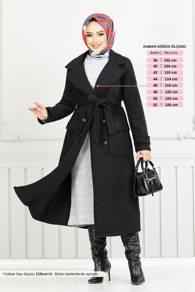 MRV T.R.T. - The Headline Buttoned Up Stamp Coat 7021TRT1045-M Black