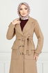 The Headline Buttoned Up Stamp Coat 7021TRT1045-M Latte - Thumbnail