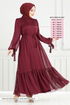 The Headline Laced Up Evening dress 5678END900-M Burgundy - Thumbnail