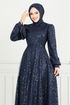 The Headline Laced Up Hijab Evening dress 5611END900-M Laci - Thumbnail