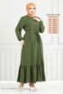 The Headline Rubberized Aerobin Dress 009MR1077-M Khaki - Thumbnail