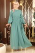 The Headline Rubberized Chiffon Evening dress Mint MIH12003 - Thumbnail