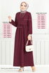 The Headline Rubberized Hijab Dress 22034UKB929-M Burgundy - Thumbnail