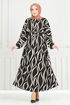 The Headline Rubberized Patterned Dress 4026TGE913-M Black - Thumbnail