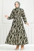 The Headline Rubberized Patterned Dress 4026TGE913-M Khaki - Thumbnail