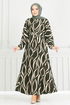 The Headline Rubberized Patterned Dress 4026TGE913-M Khaki - Thumbnail