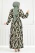 The Headline Rubberized Patterned Dress 4026TGE913-M Khaki - Thumbnail