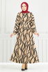 The Headline Rubberized Patterned Dress 4026TGE913-M Latte - Thumbnail