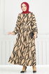 The Headline Rubberized Patterned Dress 4026TGE913-M Latte - Thumbnail