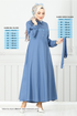 The Headline Rubberized Tericotone Dress 333MSS941-M Indigo - Thumbnail