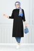 The Shoulder Buttoned Up Hijab Tunic 2695AYD969-M Black - Thumbnail