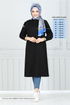 The Shoulder Buttoned Up Hijab Tunic 2695AYD969-M Black - Thumbnail