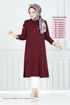 The Shoulder Buttoned Up Hijab Tunic 2695AYD969-M Burgundy - Thumbnail