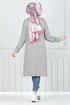 The Shoulder Buttoned Up Hijab Tunic 2695AYD969-M Grey - Thumbnail