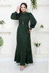 The Skirt Flywheel Hijab Dress 1225PL940-M Emerald - Thumbnail