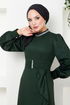 The Skirt Flywheel Hijab Dress 1225PL940-M Emerald - Thumbnail