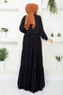 The Skirt Flywheel Hijab Dress 2352BGS895-M Black - Thumbnail