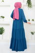 The Skirt Flywheel Hijab Dress 2352BGS895-M Indigo - Thumbnail