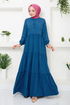 The Skirt Flywheel Hijab Dress 2352BGS895-M Indigo - Thumbnail