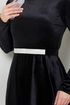 The Stone Belted Velvet Evening dress 2013EFY931-M Black - Thumbnail