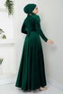 The Stone Belted Velvet Evening dress 2013EFY931-M Emerald - Thumbnail