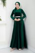 The Stone Belted Velvet Evening dress 2013EFY931-M Emerald - Thumbnail