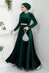 The Stone Belted Velvet Evening dress 2013EFY931-M Emerald - Thumbnail