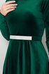 The Stone Belted Velvet Evening dress 2013EFY931-M Emerald - Thumbnail