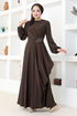 The Stone Detail Dress Brown ASM2507 - Thumbnail