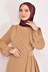 The Stone Detail Dress Camel ASM2507 - Thumbnail