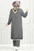 The Stone Detail Hijab Team 9123PL940-M Anthracite - Thumbnail