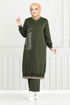 The Stone Detail Hijab Team 9123PL940-M Khaki - Thumbnail