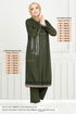 The Stone Detail Hijab Team 9123PL940-M Khaki - Thumbnail