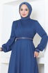 The Stone Detailed Dress DVL272 Indigo - Thumbnail