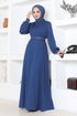 The Stone Detailed Dress DVL272 Indigo - Thumbnail