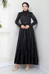 The Stone Detailed Evening dress 5633END900-M Black - Thumbnail