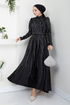 The Stone Detailed Evening dress 5633END900-M Black - Thumbnail