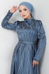 The Stone Detailed Evening dress 5633END900-M Blue - Thumbnail