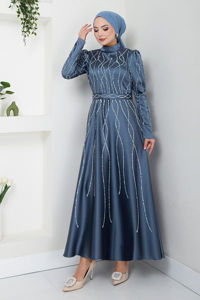 MRV E.N.D. - The Stone Detailed Evening dress 5633END900-M Blue