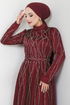 The Stone Detailed Evening dress 5633END900-M Burgundy - Thumbnail