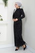 The Stone Detailed Evening dress 5634END900-M Black - Thumbnail